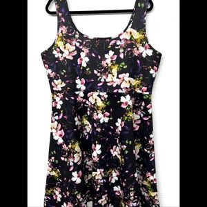 Torrid  Womens Dress Plus Size 2X Black Floral Midi Stretchy  Swing